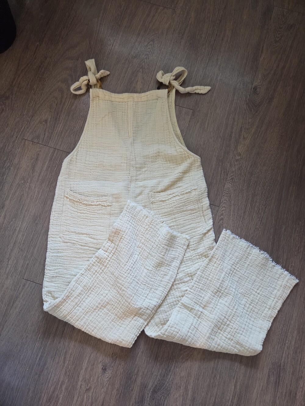 Billabong Light Yellow Gauze Tie-Shoulder Jumpsuit